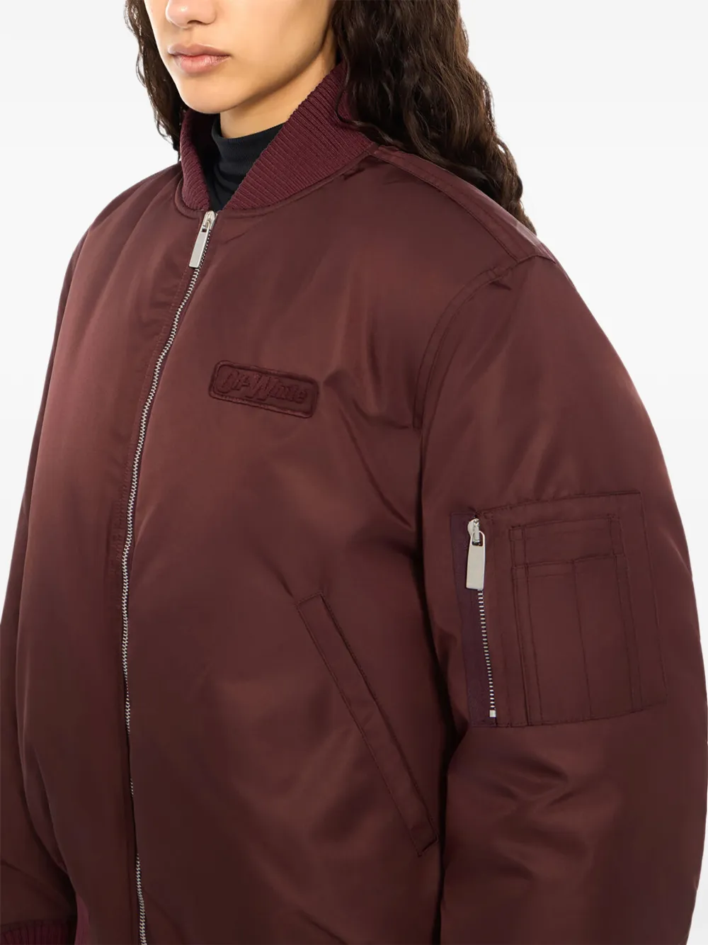 Off-White embroidered logo bomber jacket - Rouge Off-White embroidered logo bomber jacket - Rouge