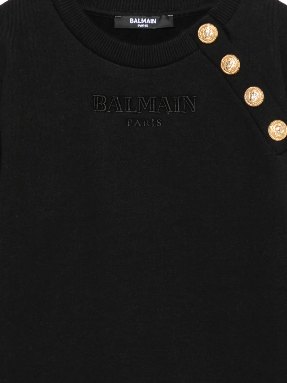 Balmain Kids Sweater met geborduurd logo en knoop-detail Zwart