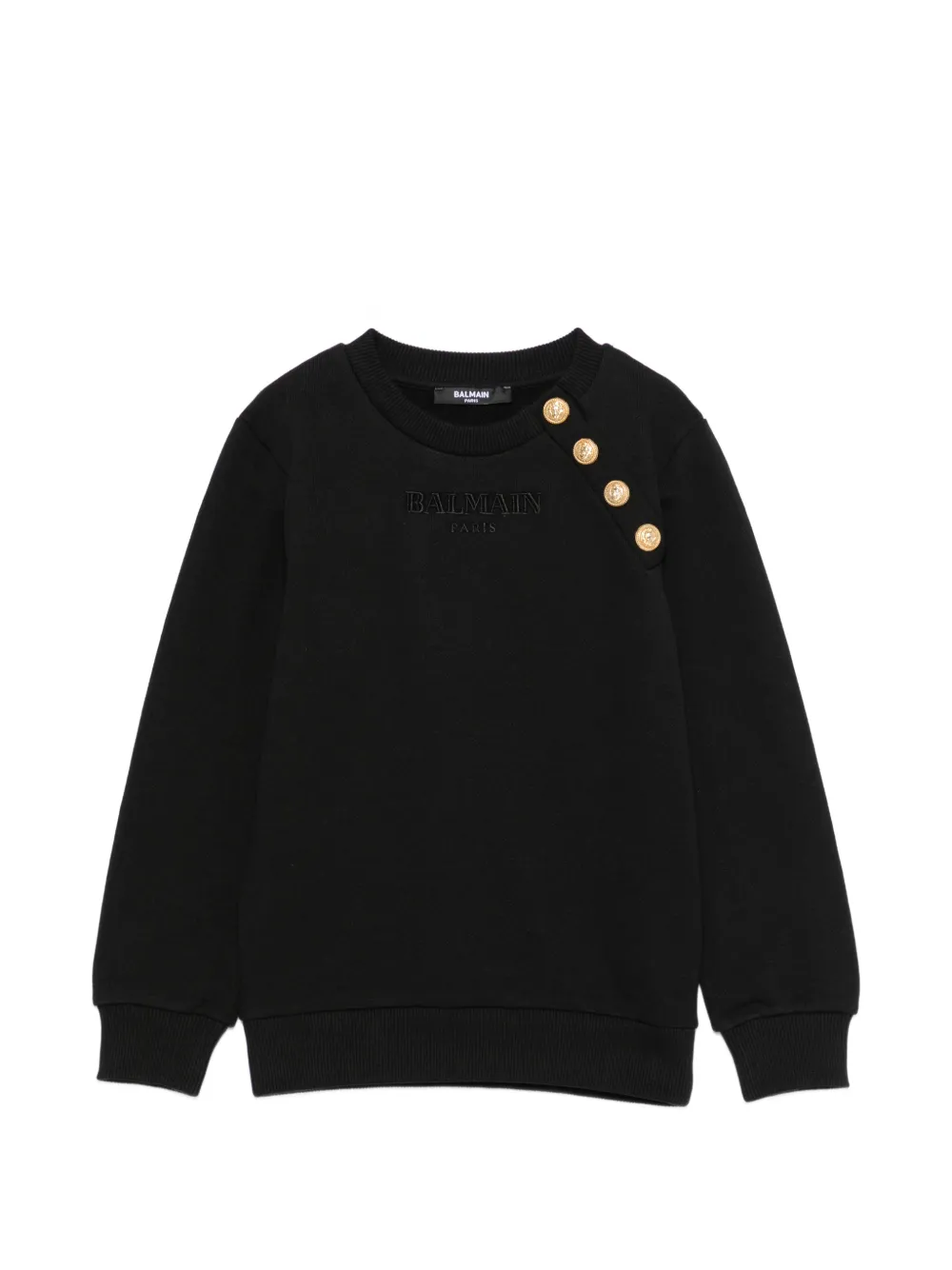 Balmain Kids logo-embroidered button-detail sweatshirt - Nero