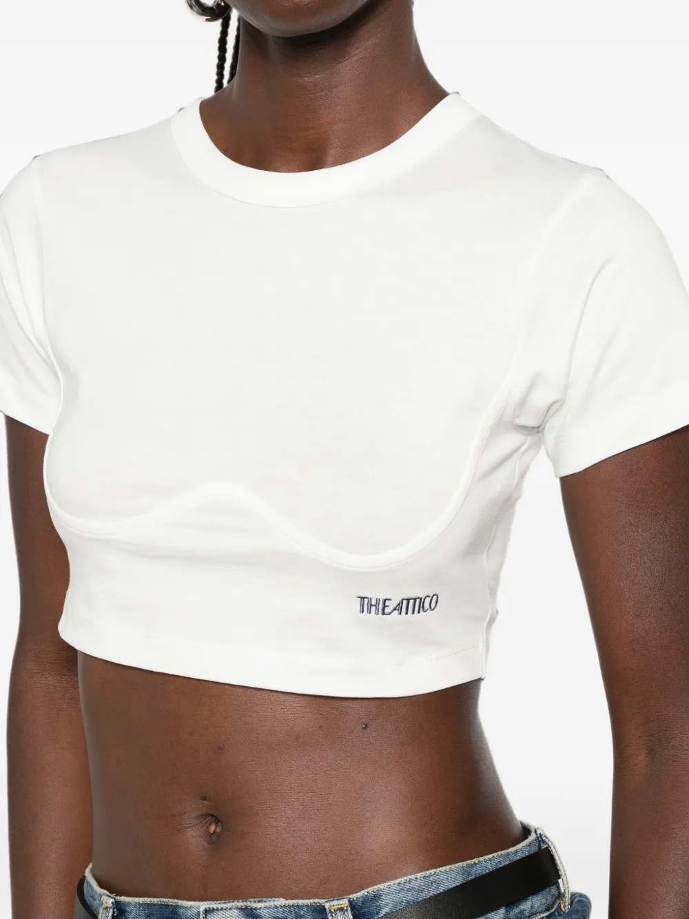 The Attico Cropped T-shirt met logoprint Wit