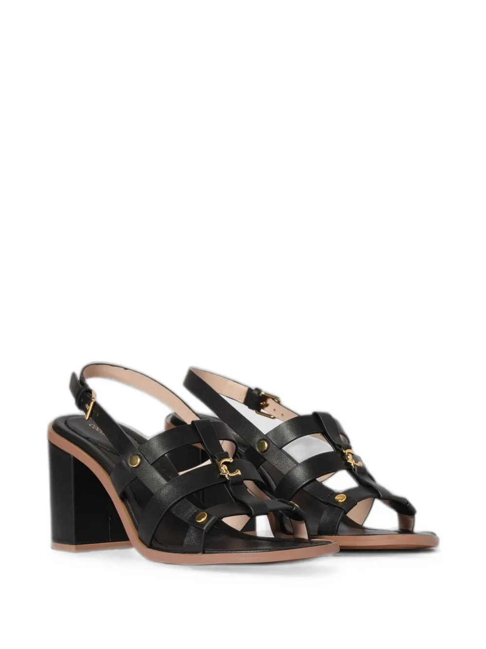 Coccinelle leahter heeled sandals Zwart