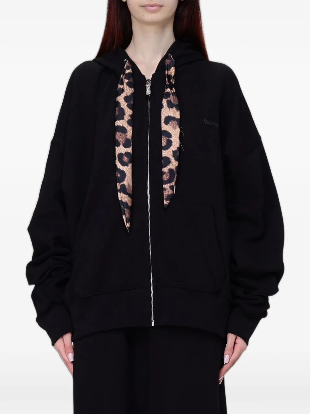 DISCLAIMER leopard-print drawstring hoodie - Nero