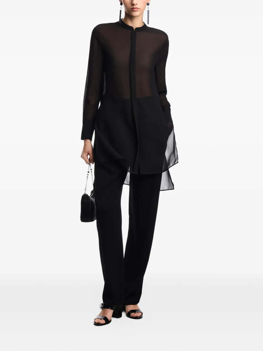 Emporio Armani Semi-doorzichtige blouse Zwart