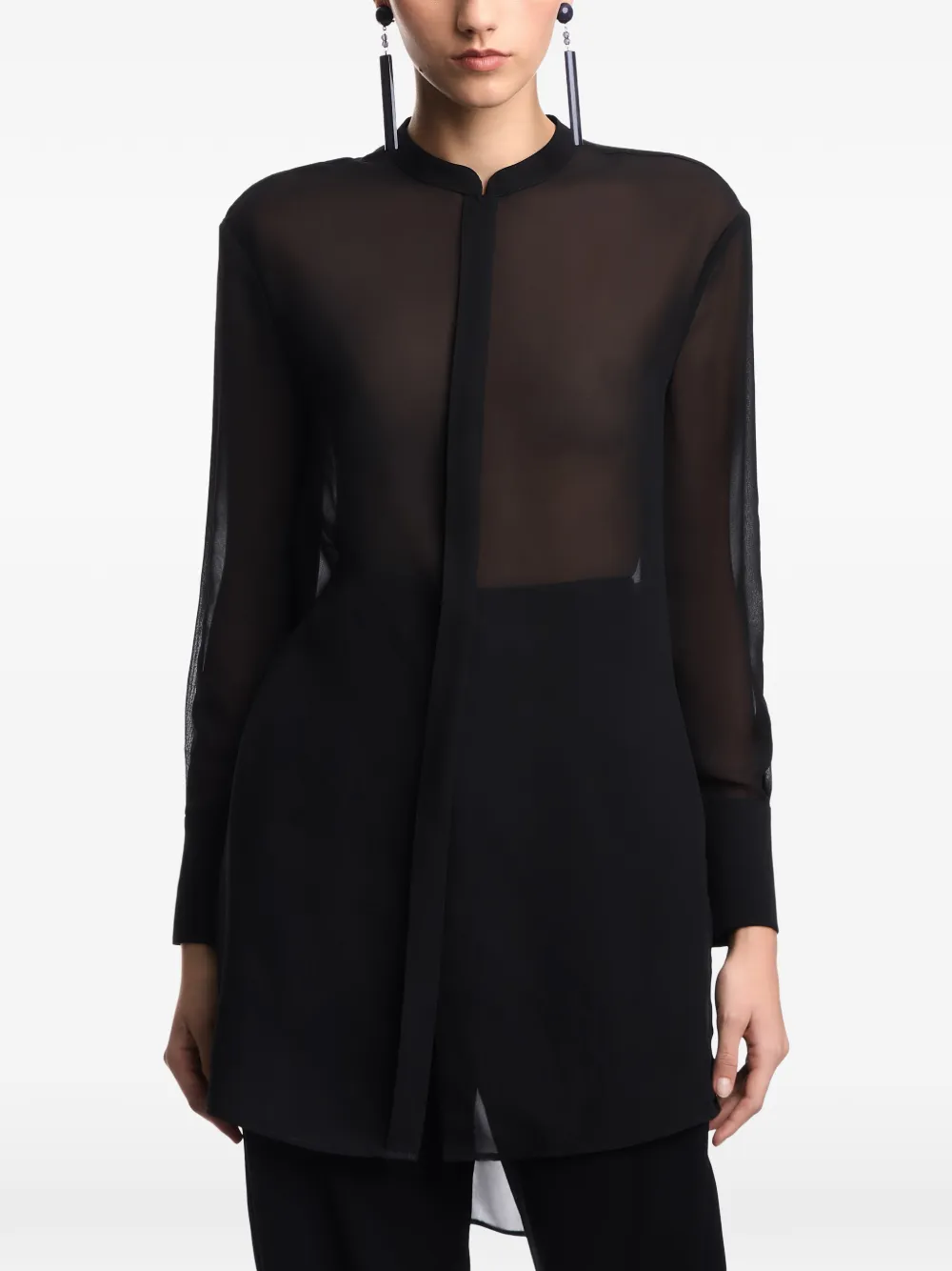 Emporio Armani Semi-doorzichtige blouse Zwart