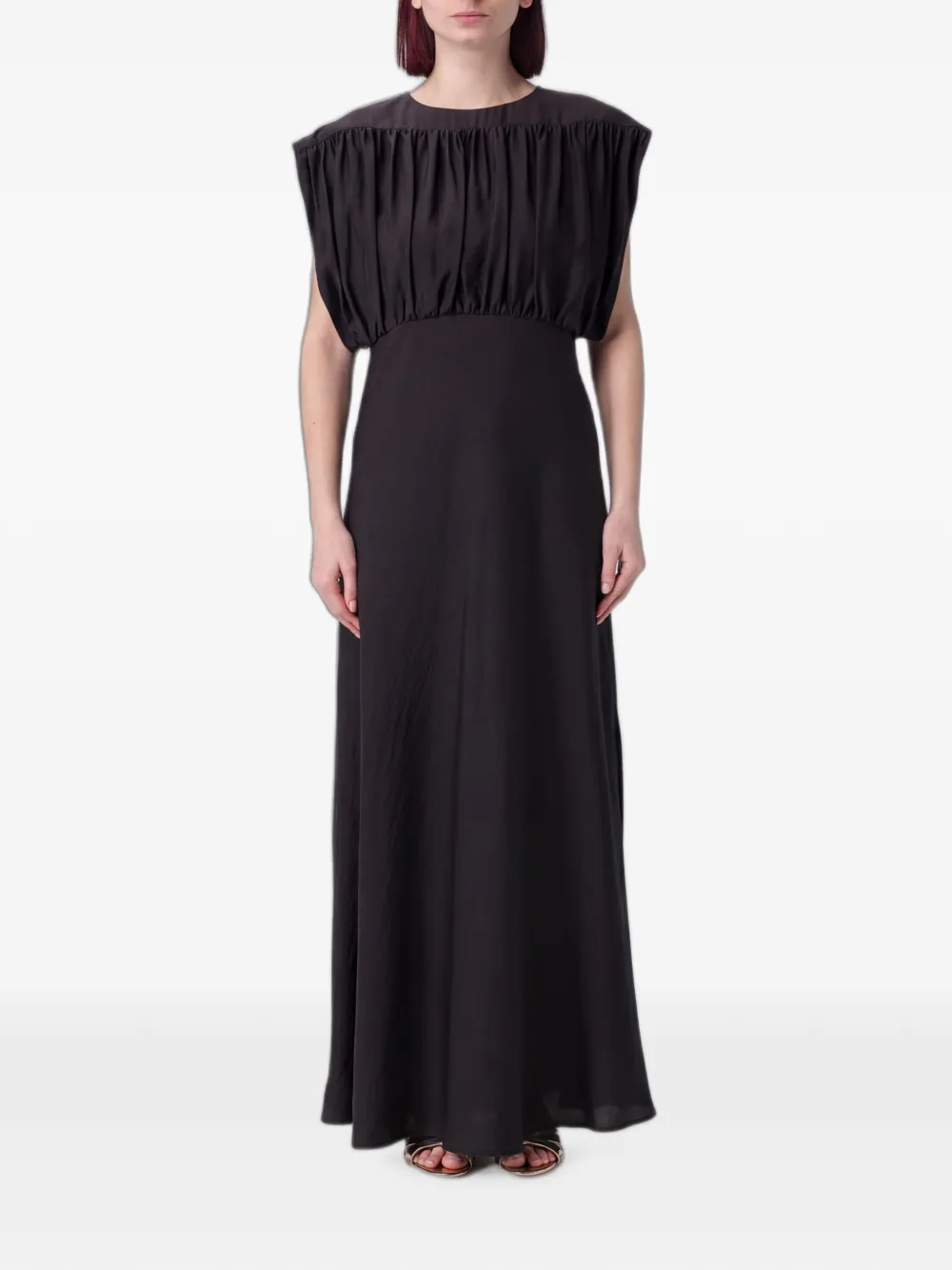 Tela gathered sleeveless maxi dress - Marrone