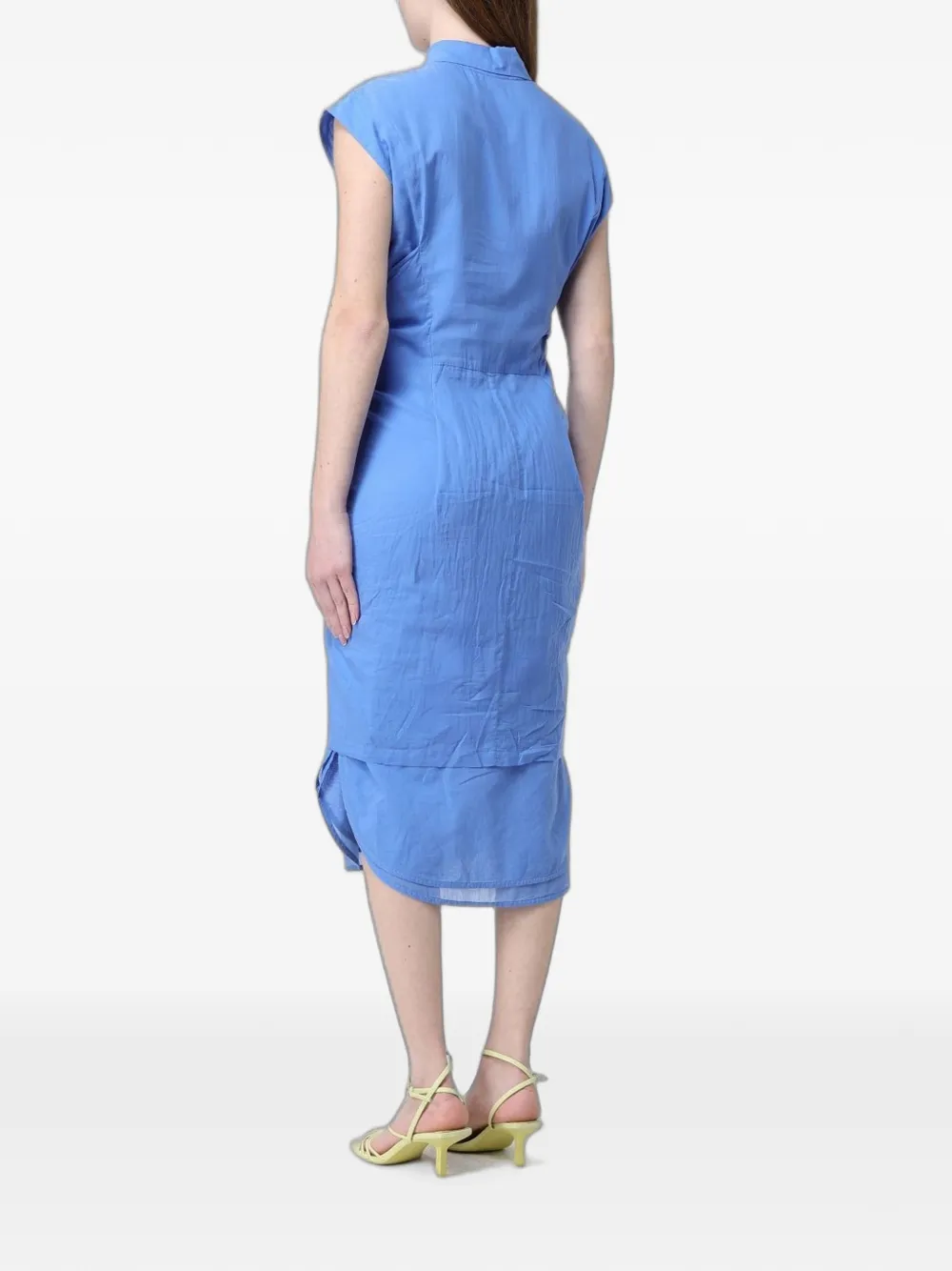 Tela Mouwloze midi-blousejurk met gestrikte taille Blauw