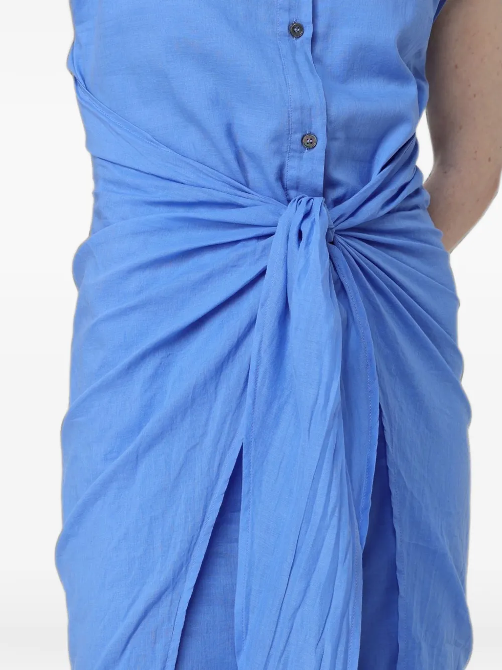 Tela Mouwloze midi-blousejurk met gestrikte taille Blauw