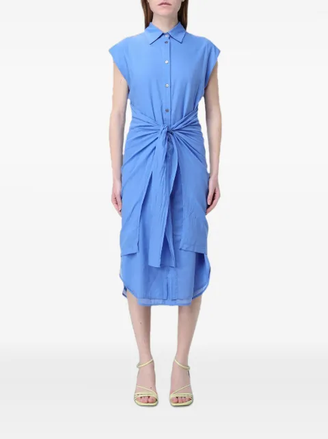 Tela midi tie-waist sleeveless shirt dress