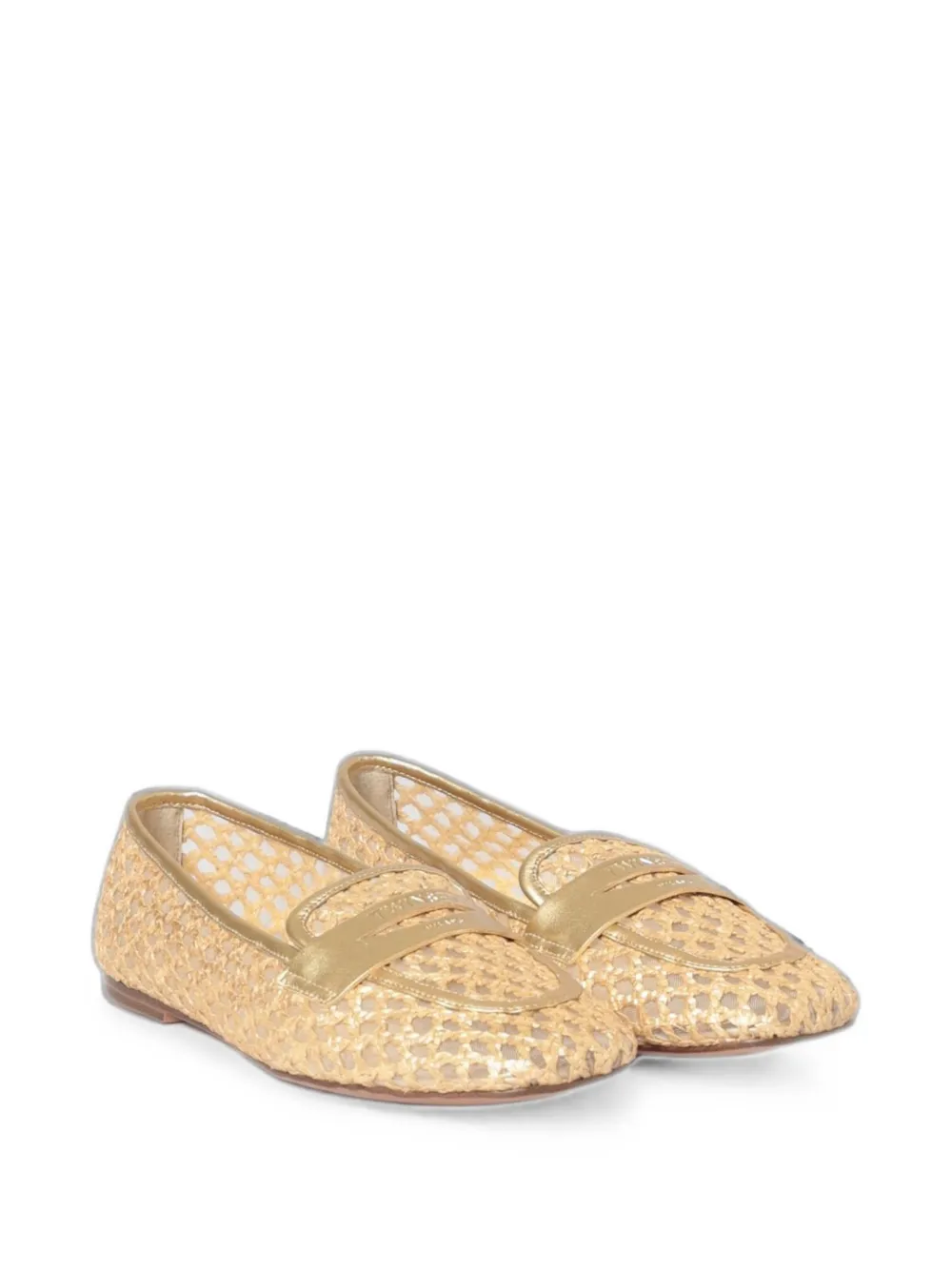 TWINSET perforated raffia loafers Beige