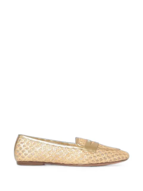 TWINSET perforated raffia loafers