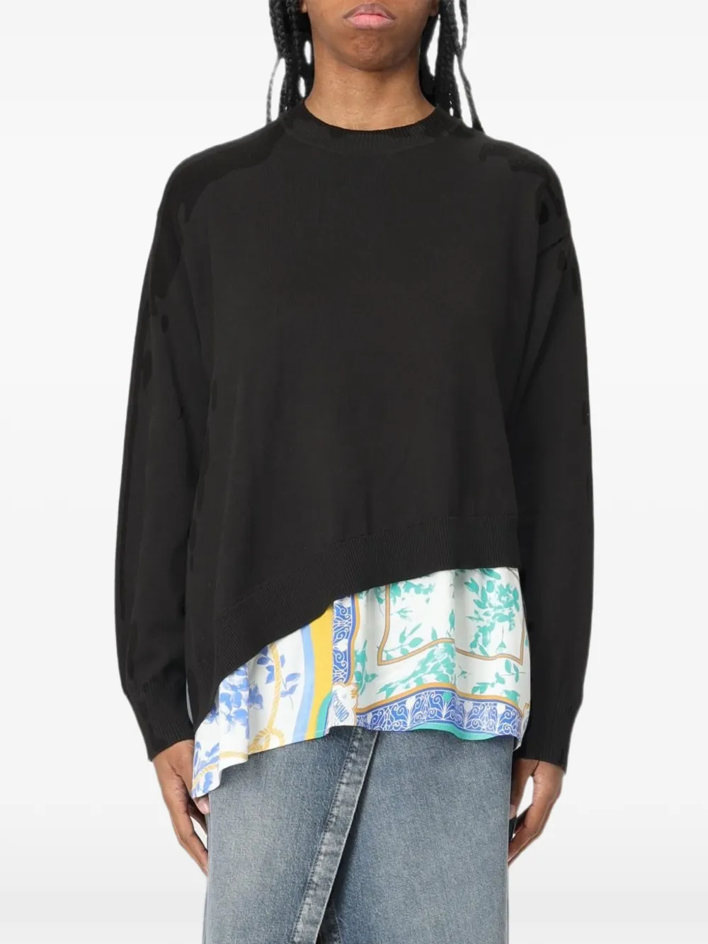 MOSCHINO JEANS printed-insert asymmetric sweater - Nero