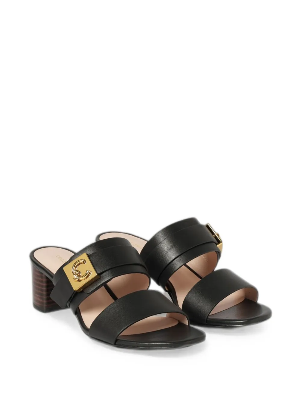 Coccinelle C-Me Lock leather sandals Zwart