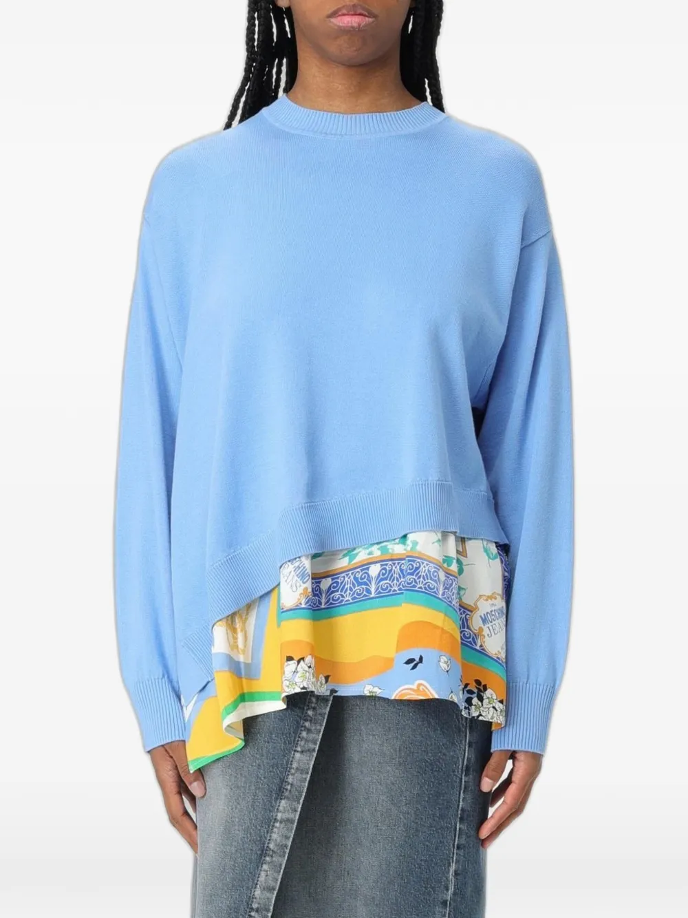 MOSCHINO JEANS asymmetric-hem layered sweater - Blu