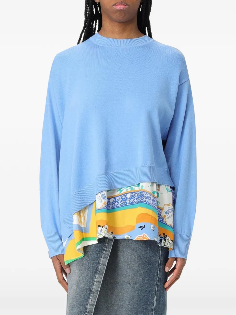 MOSCHINO JEANS asymmetric-hem layered sweater - Blu