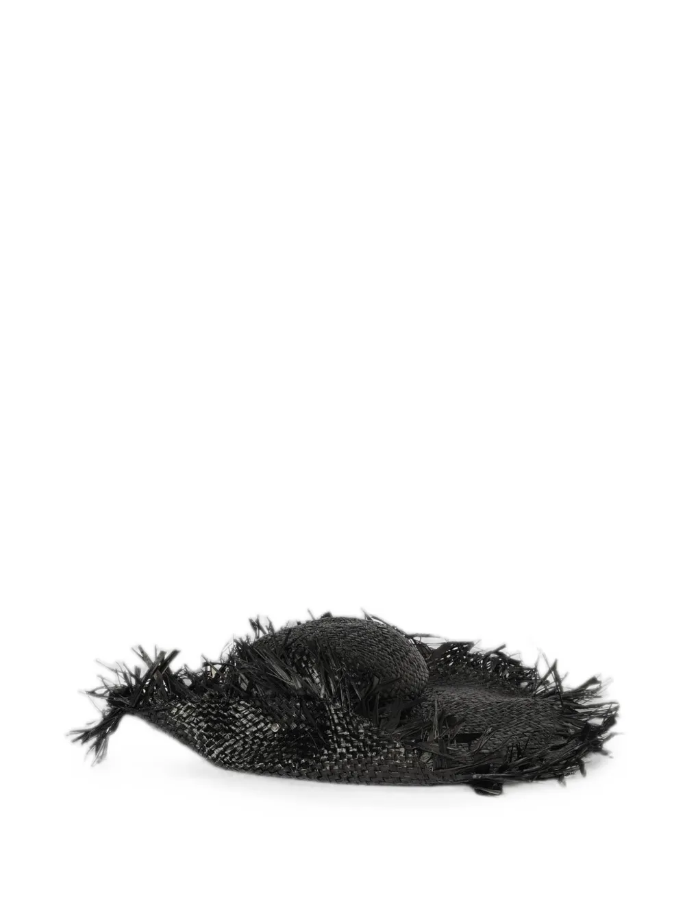 Emporio Armani frayed-edge woven-raffia hat - Nero