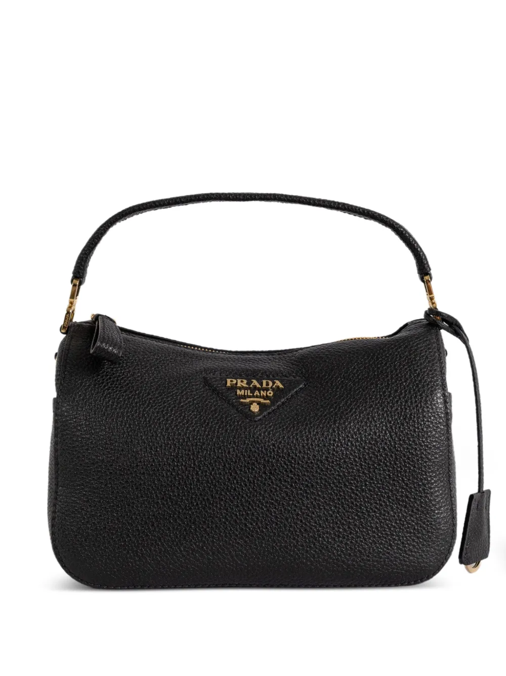 Prada small logo-plaque leather shoulder bag - Nero