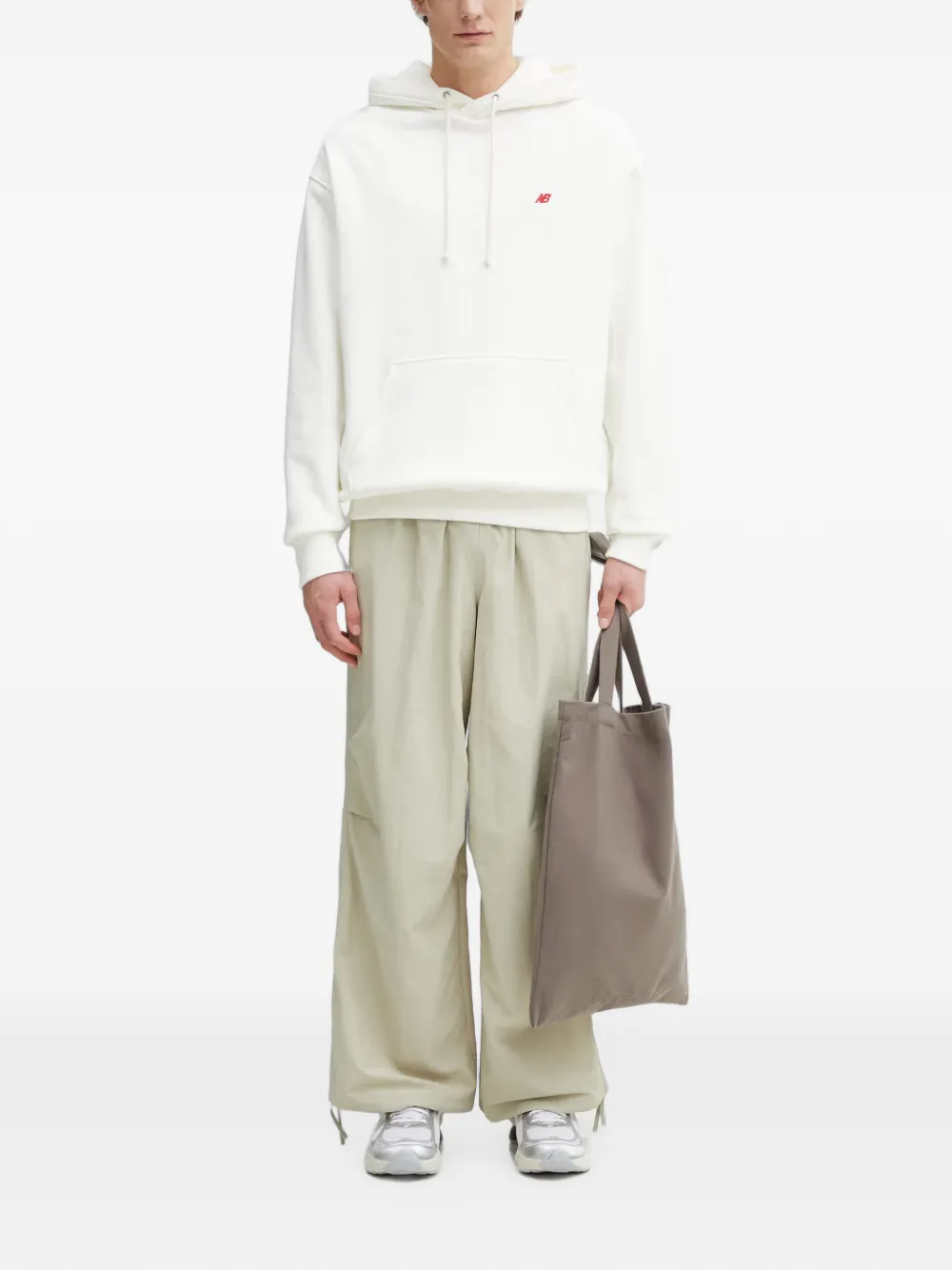 PUMA Wardrobe Essentials broek met wijde pijpen trekkoord en geborduurd logo Grijs