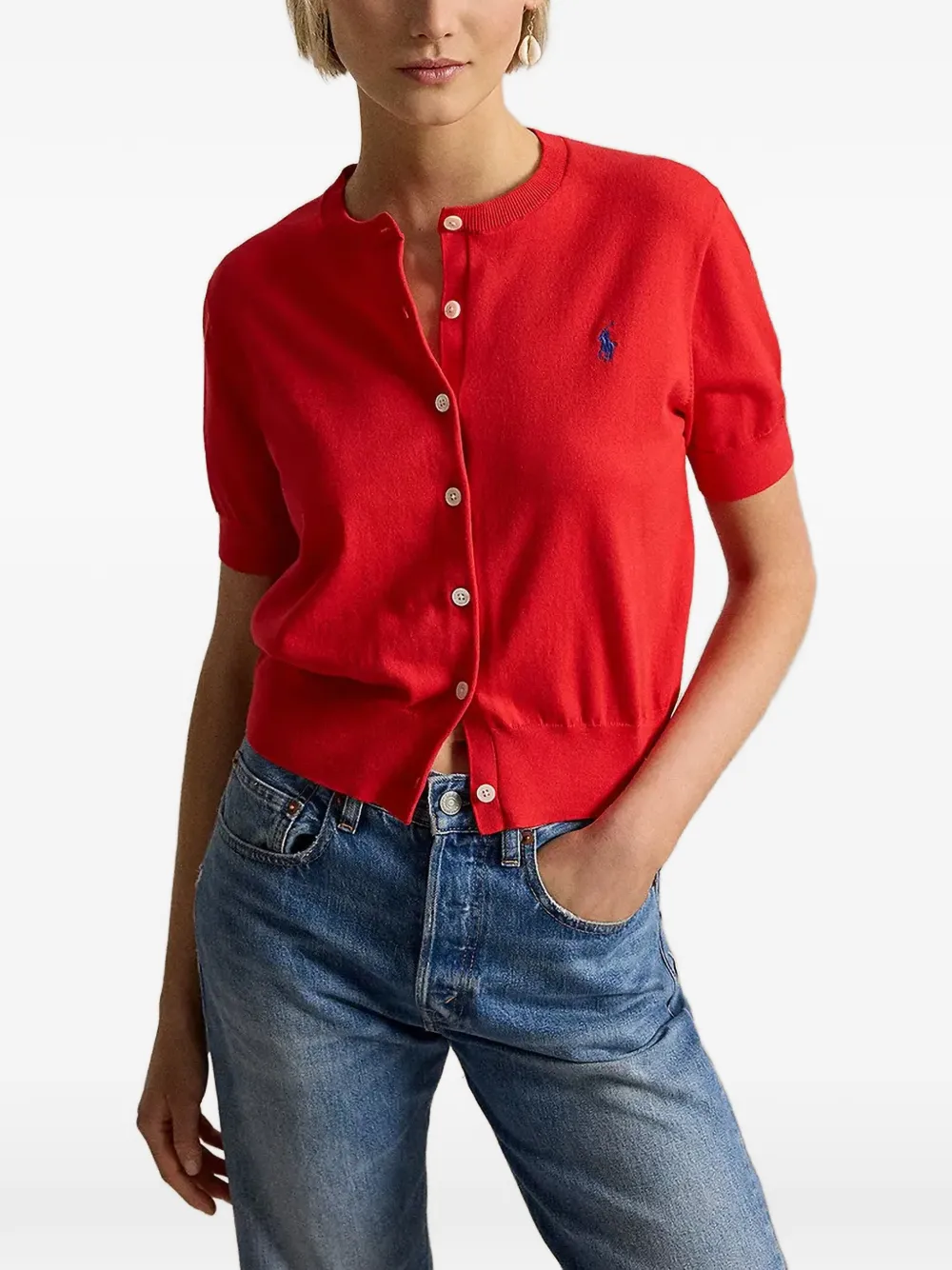 Polo Ralph Lauren logo-embroidered short-sleeve cardigan - Rosso