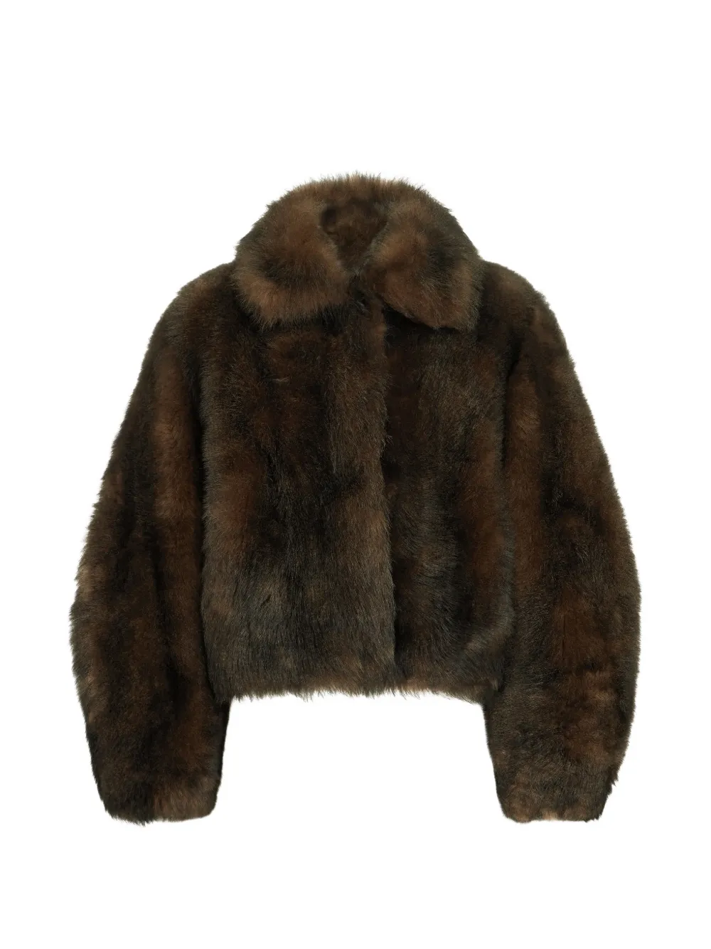 Brunello Cucinelli soft-shearling outerwear jacket with shiny zipper pull - Marrone
