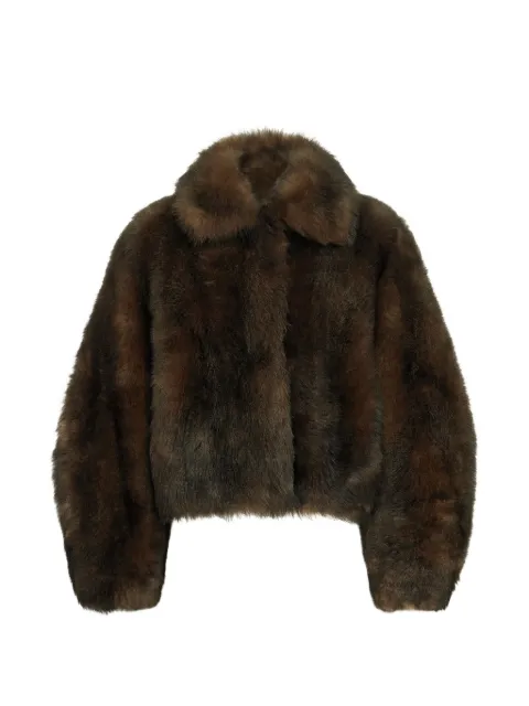 Brunello Cucinelli soft-shearling outerwear jacket with shiny zipper pull