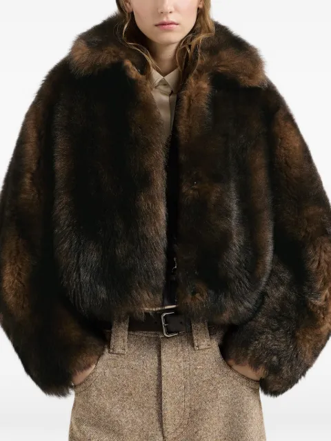 Brunello Cucinelli soft-shearling outerwear jacket with shiny zipper pull