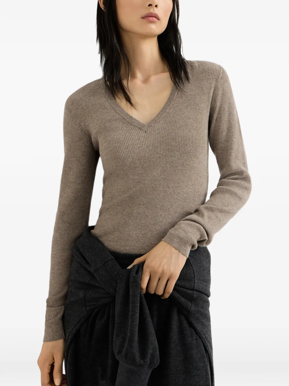 Brunello Cucinelli Geribbelde kasjmier trui Beige