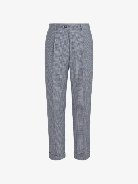 Brunello Cucinelli cashmere and silk houndstooth flannel trousers with pleat