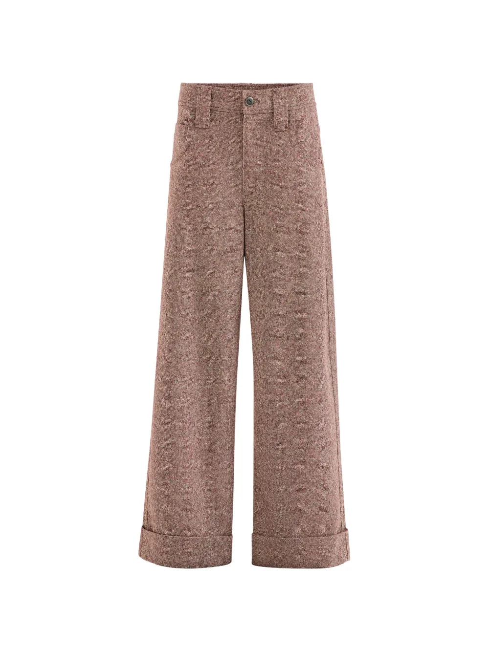 Brunello Cucinelli virgin wool donegal baggy five-pocket trousers with Monili - Rosso