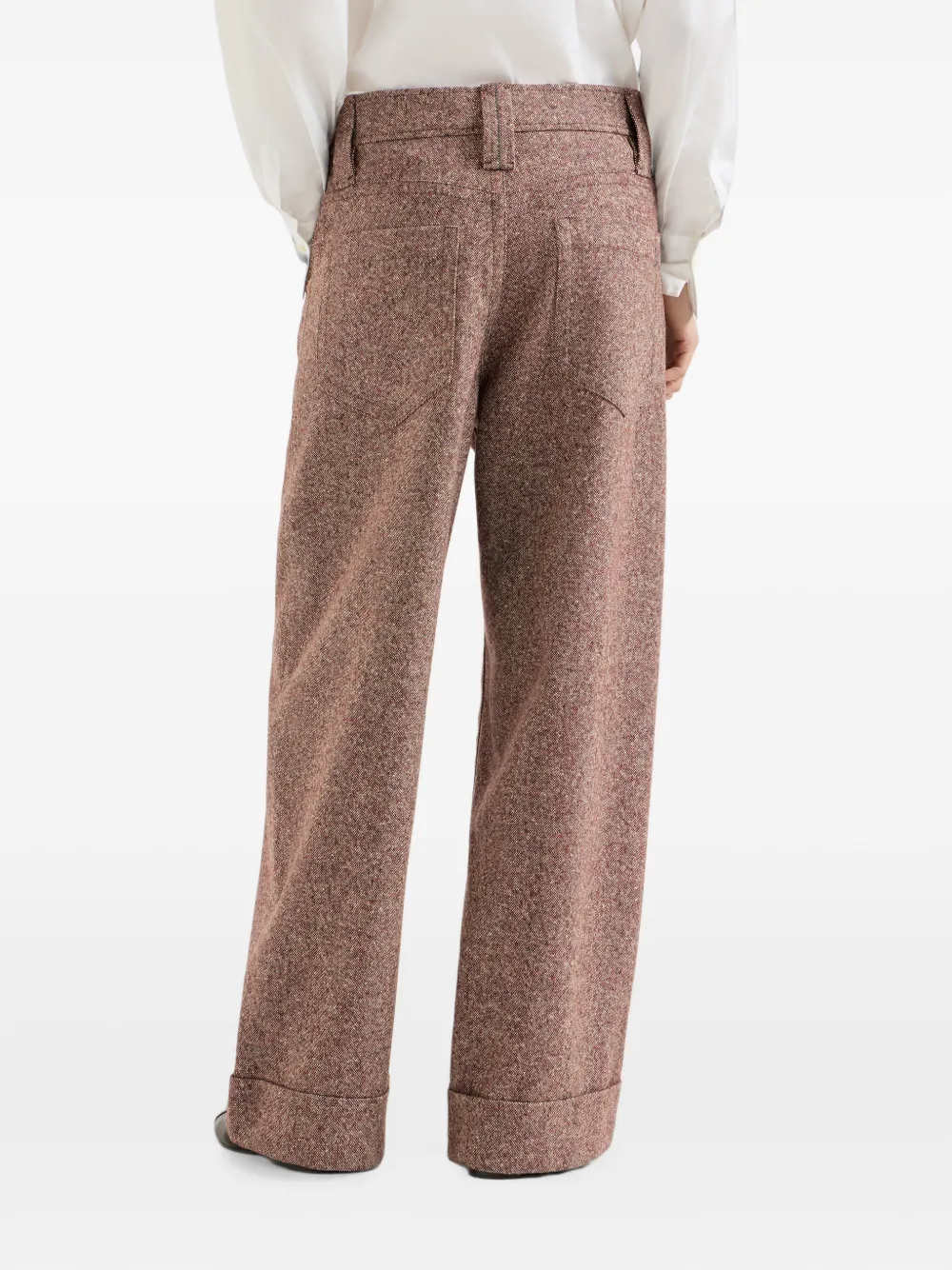 Brunello Cucinelli Scheerwollen broek met monili Rood