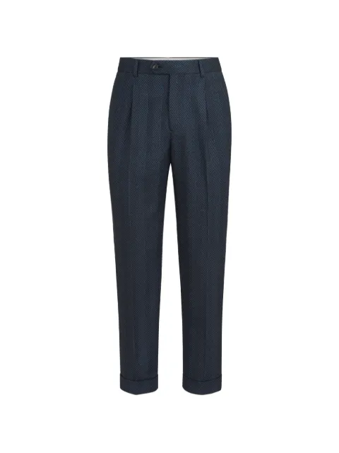 Brunello Cucinelli cashmere and silk Chevron flannel trousers with pleat