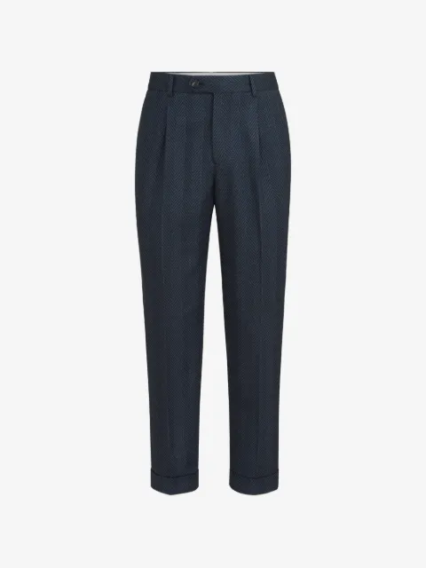 Brunello Cucinelli cashmere and silk Chevron flannel trousers with pleat