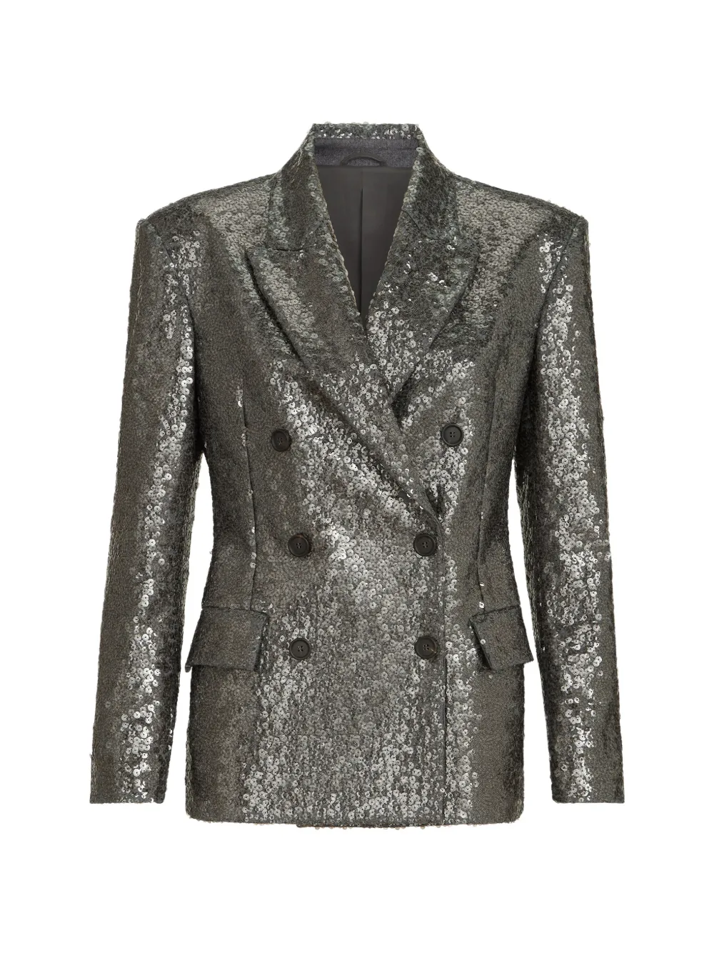 Brunello Cucinelli dazzling texture embroidery blazer in virgin wool flannel - Grau