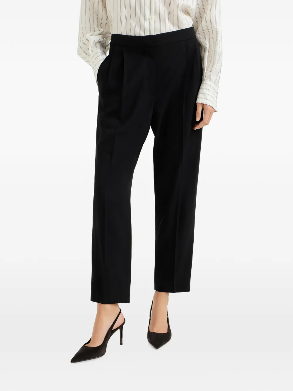Brunello Cucinelli Viscose en scheerwollen smoking broek Zwart