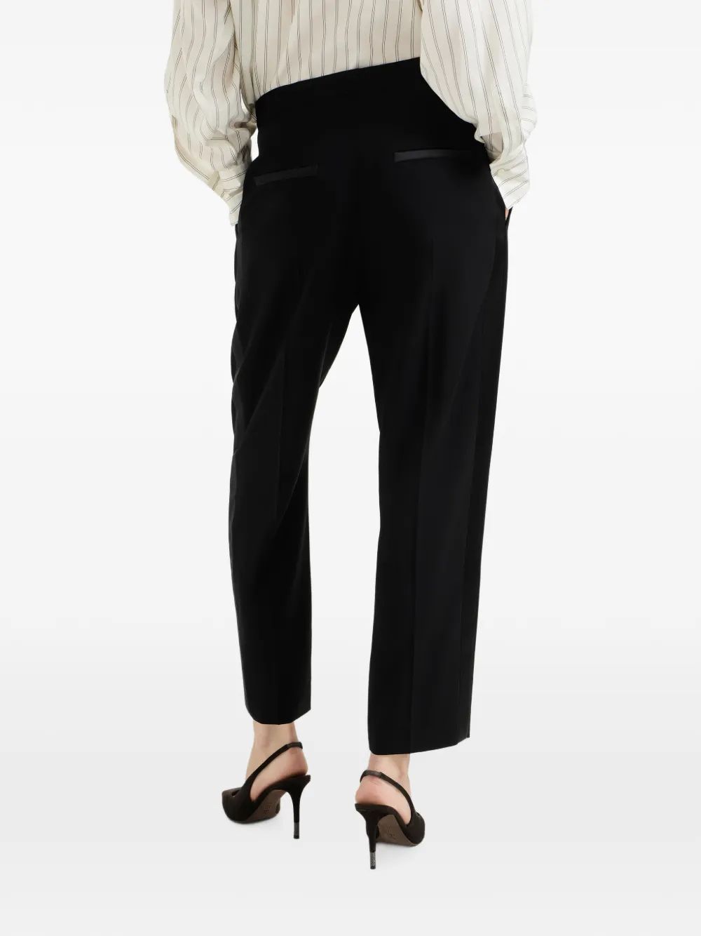 Brunello Cucinelli Viscose en scheerwollen smoking broek Zwart