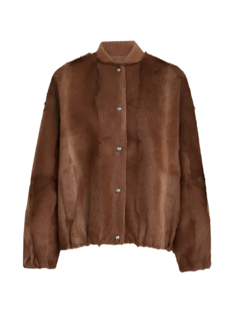 Brunello Cucinelli cashmere shearling bomber jacket with monili