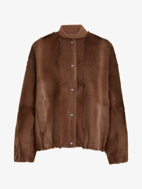 Brunello Cucinelli cashmere shearling bomber jacket with monili