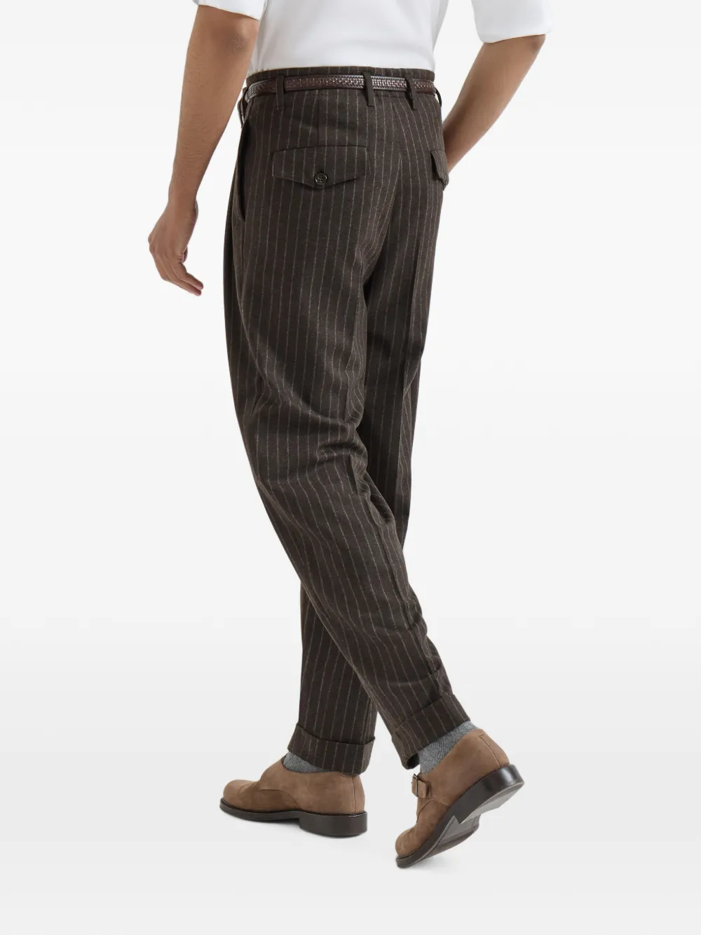 BRUNELLO CUCINELLI ストライプパンツ Brunello Cucinelli バージンウール＆カシミアチョークストライプ