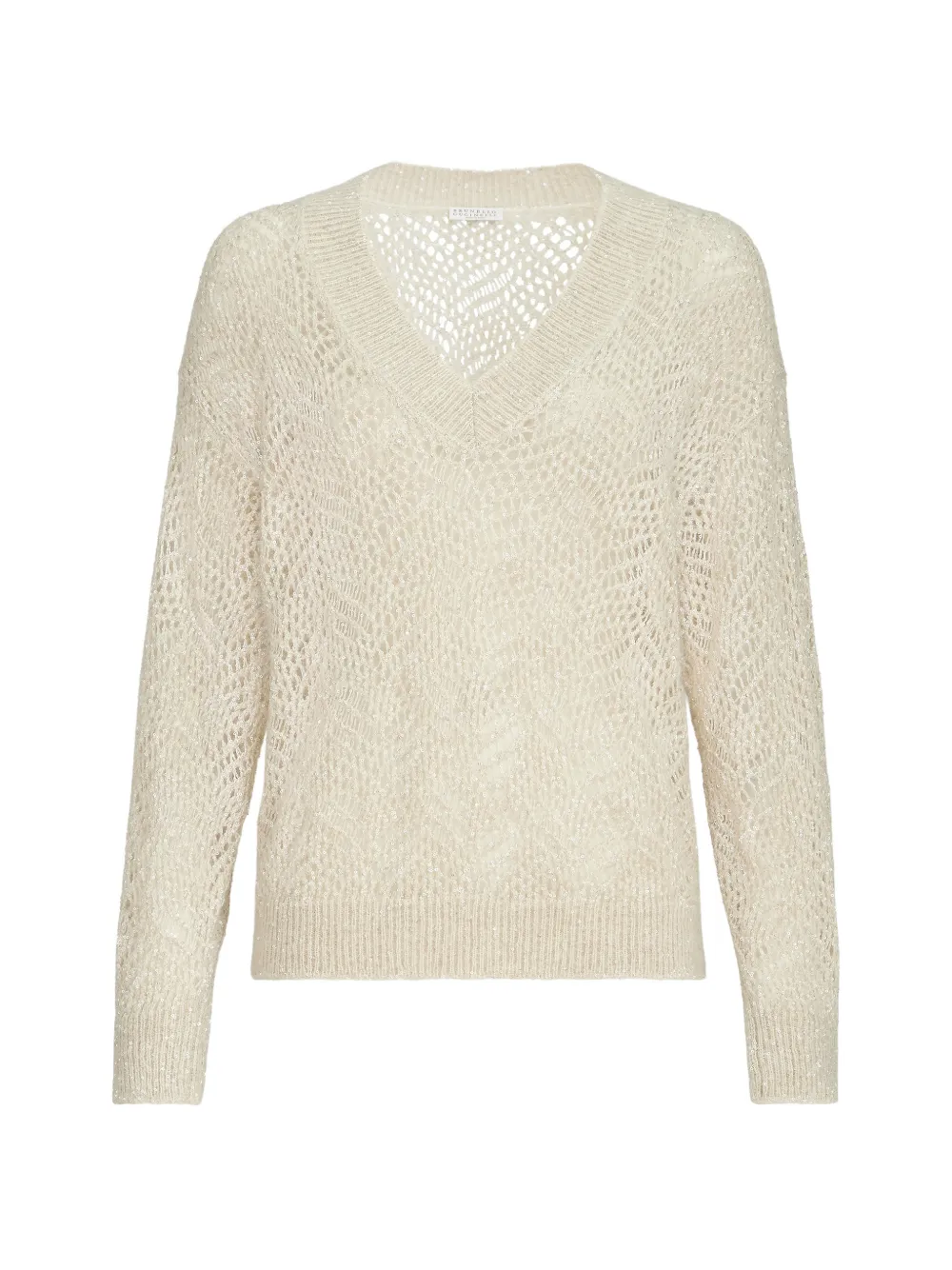 Brunello Cucinelli Dazzling abstract-leaf sweater in mohair and wool - Nude