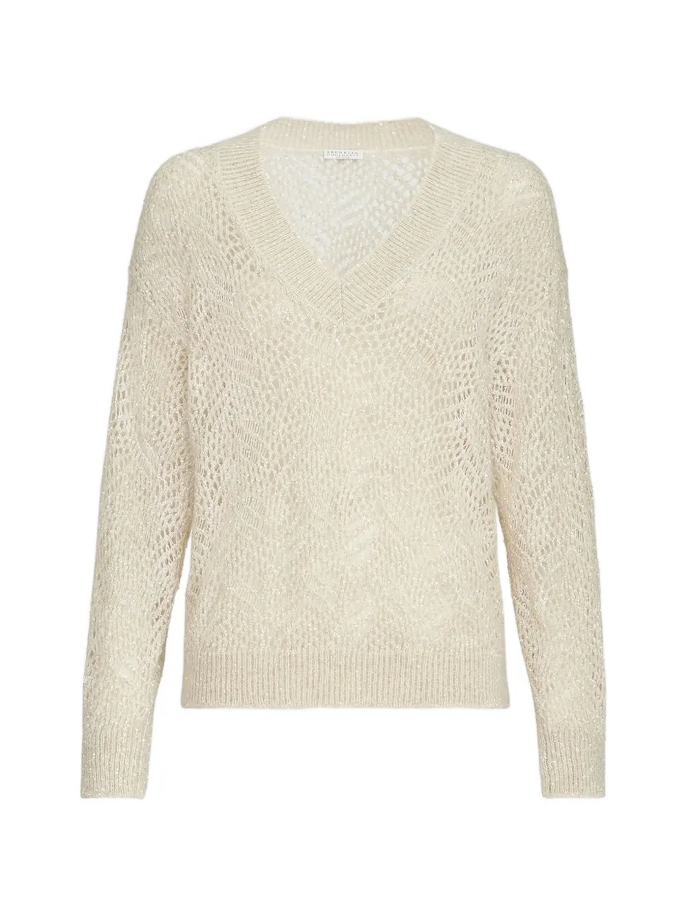 Brunello Cucinelli Dazzling abstract-leaf sweater in mohair and wool - Toni neutri