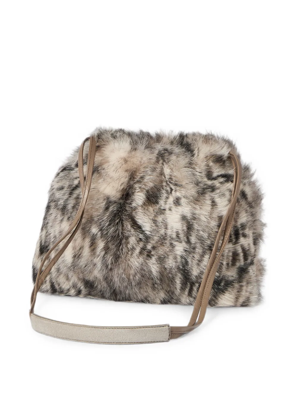 Brunello Cucinelli Tas met lynx-effect lammy en monili Beige