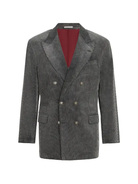 Brunello Cucinelli Eineinhalbreihiger Blazer aus mattiertem Baumwollcord mit Metallknöpfen