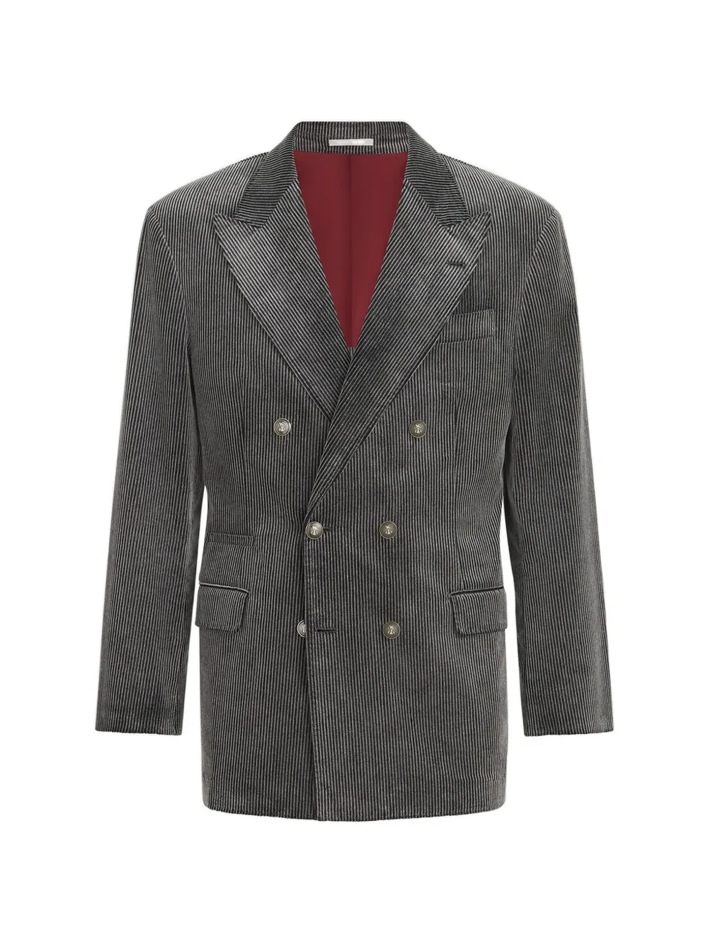 Brunello Cucinelli Ribfluwelen katoenen blazer met metalen knopen Grijs