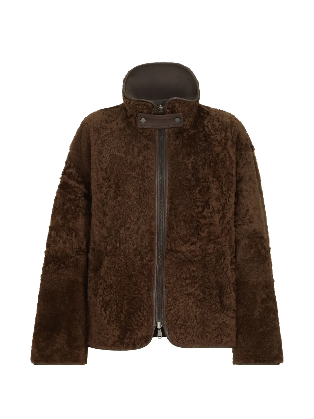 Brunello Cucinelli fuzzy-shearling reversible outerwear jacket with Monili - Marrone