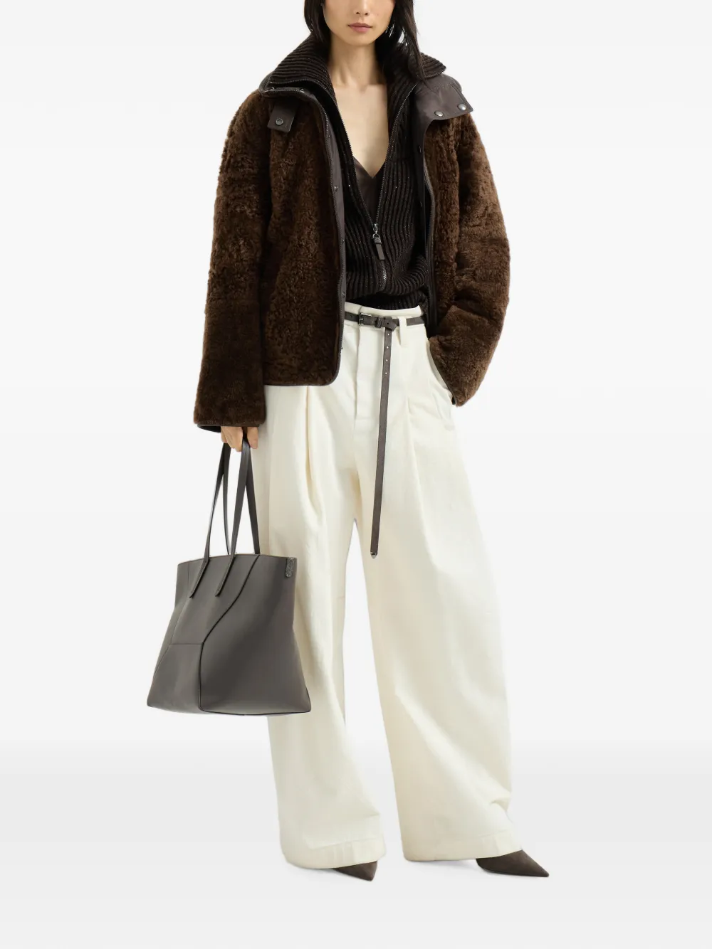 Brunello Cucinelli Omkeerbaar jack met Monili Bruin
