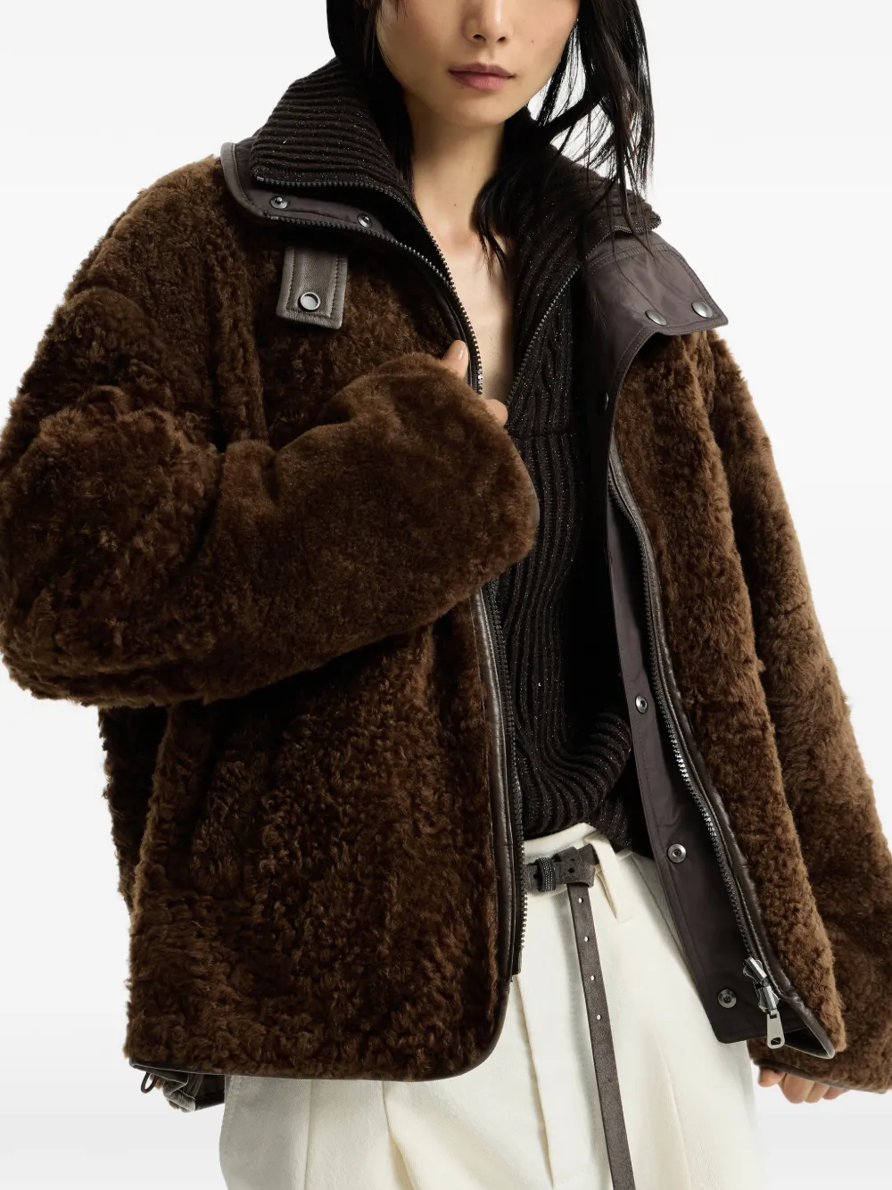 Brunello Cucinelli Omkeerbaar jack met Monili Bruin