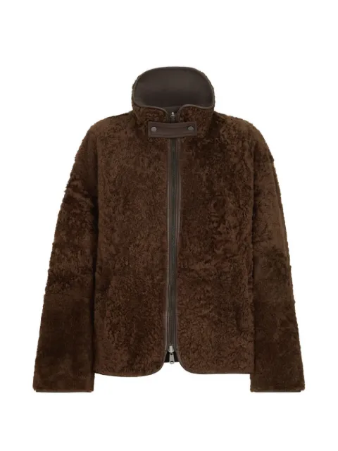 Brunello Cucinelli fuzzy-shearling reversible outerwear jacket with Monili