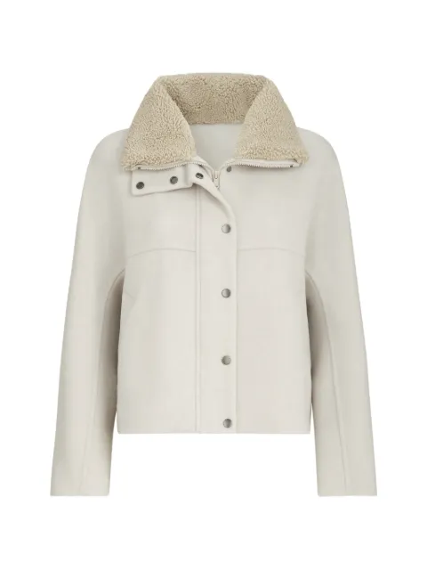 Brunello Cucinelli hand-crafted outerwear jacket in virgin wool and cashmere double cloth with detachable shearling insert