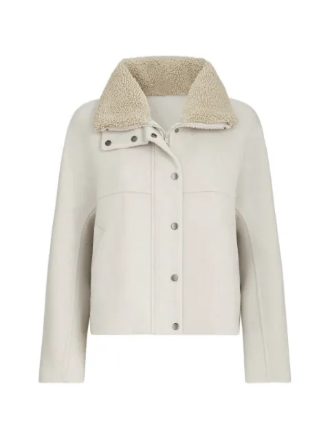 Brunello Cucinelli hand-crafted outerwear jacket in virgin wool and cashmere double cloth with detachable shearling insert
