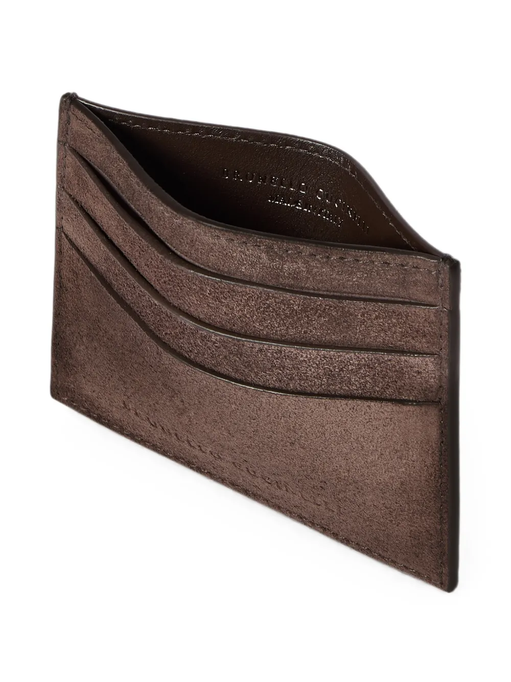 Brunello Cucinelli Suède pasjeshouder Bruin