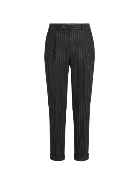 Brunello Cucinelli virgin wool and cashmere chalk stripe flannel trousers with pleat